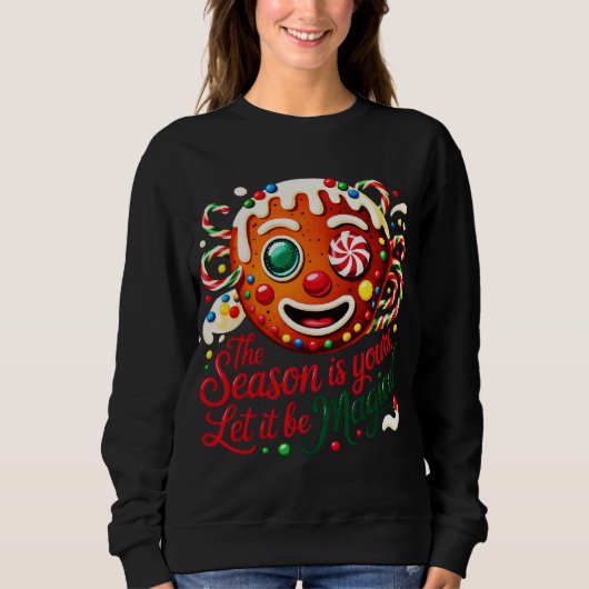 Cute Festive Christmas Cookie Crewneck Gift Sweatshirt (Vorderseite)