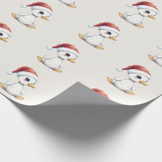 Cute Festive Christmas Goose Duck With Santa Hat Geschenkpapier (Ecke)