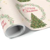 Cute Festive Christmas Tree Print Gift Wrapping Geschenkpapier (Rolleneckpunkt)