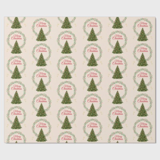 Cute Festive Christmas Tree Print Gift Wrapping Geschenkpapier (Saum)