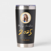 Cute Festive Custom Name Photo Christmas Gift Thermobecher (Vorderseite)