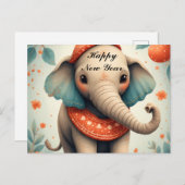 Cute Festive Elephant Postkarte (Vorne/Hinten)
