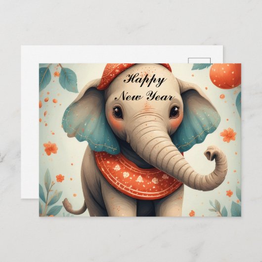 Cute Festive Elephant Postkarte (Vorne/Hinten)