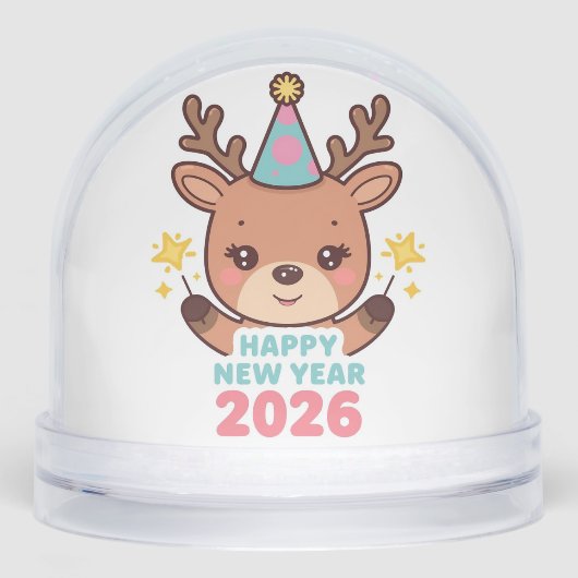 cute festive happy new year 2026 snow globe schneekugeln (Vorderseite)