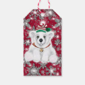 Cute festive holiday Polar bear glitter snowflakes Geschenkanhänger (Vorderseite)