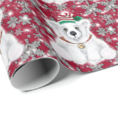 Cute festive holiday Polar bear glitter snowflakes Geschenkpapier (Rolleneckpunkt)