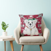 Cute festive holiday Polar bear glitter snowflakes Kissen (Stuhl )