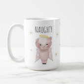Cute Festive Naughty or Nice Angel Pig Holiday Kaffeetasse (Links)