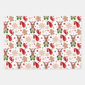 Cute Festive Red Christmas Reindeer Geschenkpapier Set (Vorderseite)
