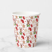Cute Festive Red Christmas Reindeer Pappbecher (Rechts)