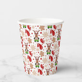Cute Festive Red Christmas Reindeer Pappbecher (Vorderseite)
