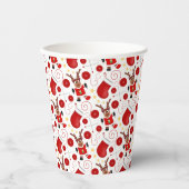 Cute Festive Red Christmas Reindeer Pappbecher (Vorderseite)