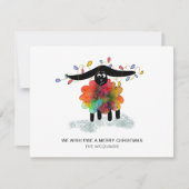 Cute  Festive Sheep with Christmas Lights Feiertagskarte (Vorderseite)