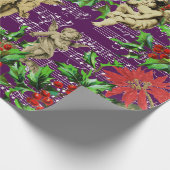 Cute Festive Vintage Angel Cherubs Holly Christmas Geschenkpapier (Ecke)