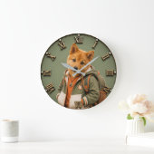 Cute Finnish Spitz Puppy Große Wanduhr (Zuhause)