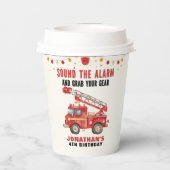 Cute Firefighter Birthday Boy  Pappbecher (Rückseite)