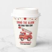Cute Firefighter Birthday Boy  Pappbecher (Vorderseite)