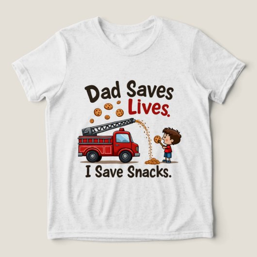 Cute Firefighthing Kids T-Shirt with Firetrucks Tri-Blend Shirt (Design Vorderseite)