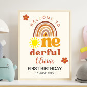 Cute First Birthday with Boho Style Onederful Poster