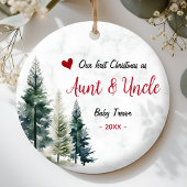 Cute first Christmas as Aunt and Uncle red heart Keramik Ornament