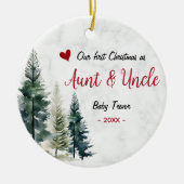 Cute first Christmas as Aunt and Uncle red heart Keramik Ornament (Vorne)