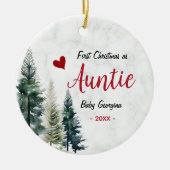Cute first Christmas as auntie red heart Keramik Ornament (Vorne)