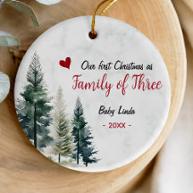 Cute first Christmas as Family of Three red heart
