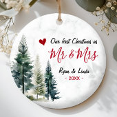 Cute first Christmas as Mr and Mrs  Keramik Ornament