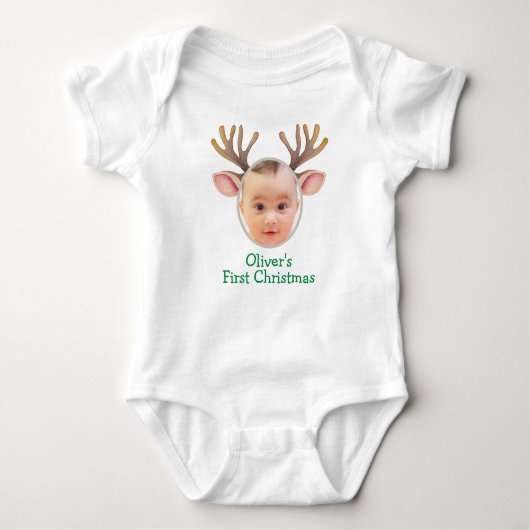 Cute First Christmas Baby Reindeer Baby Strampler (Vorderseite)
