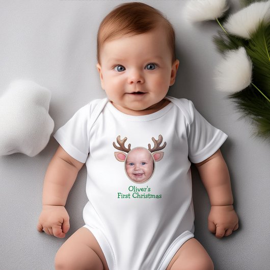 Cute First Christmas Baby Reindeer Baby Strampler