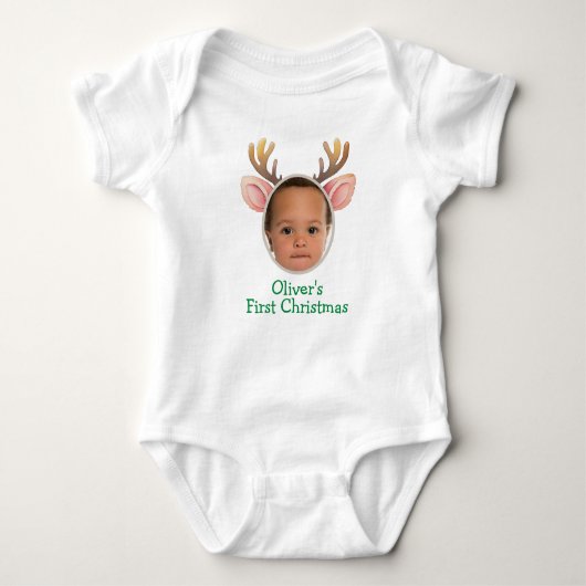 Cute First Christmas Baby Reindeer Baby Strampler (Vorderseite)
