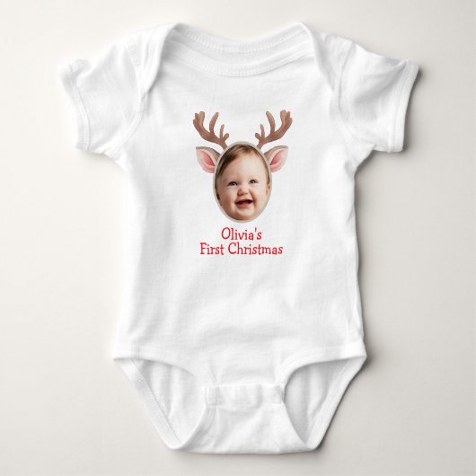 Cute First Christmas Baby Reindeer Baby Strampler (Vorderseite)
