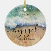 Cute first Christmas engaged coastal beach Keramik Ornament (Hinten)