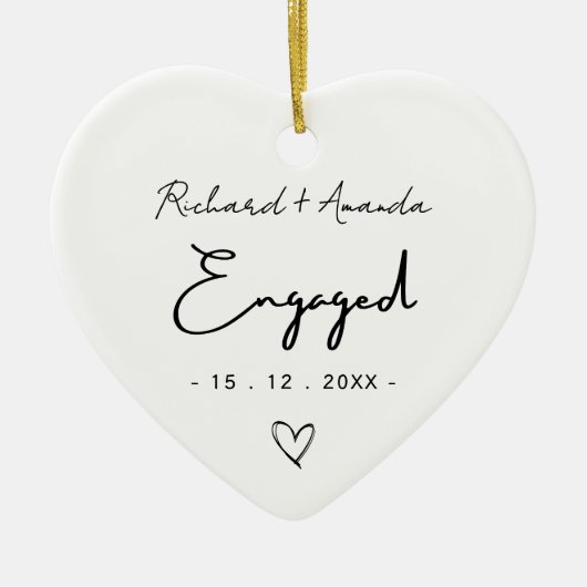 Cute first Christmas engaged minimal Keramik Ornament (Vorne)