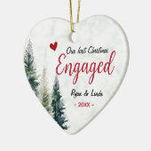 Cute first Christmas engagement red heart trees Keramik Ornament (Links)