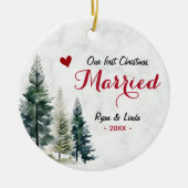 Cute first Christmas Married red heart Keramik Ornament (Vorne)