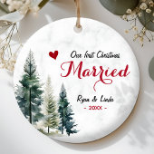Cute first Christmas Married red heart Keramik Ornament