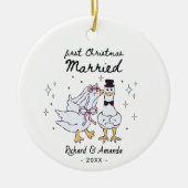 Cute first Christmas married silly goose Keramik Ornament (Vorne)