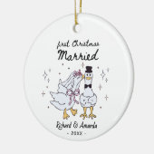 Cute first Christmas married silly goose Keramik Ornament (Links)