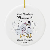 Cute first Christmas married silly goose Keramik Ornament (Hinten)