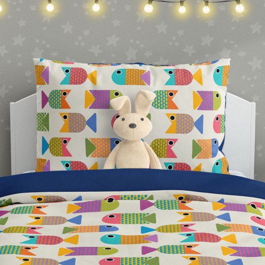 Cute Fish Pattern on Cream Kissenbezug