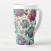 Cute Fish Splash Latte Cup Ocean Vibes Milchtasse (Rechte Ecke)