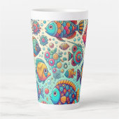 Cute Fish Splash Latte Cup  Ocean Vibes Milchtasse (Vorderseite)