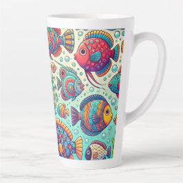Cute Fish Splash Latte Cup Ocean Vibes Milchtasse