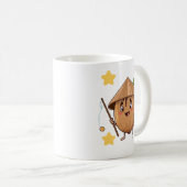 Cute Fishing Coconut with Conical Hat Cartoon Mug Kaffeetasse (VorderseiteRechts)
