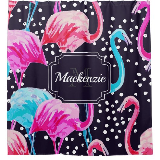 Cute Flamingo Pattern Duschvorhang (Vorderseite)