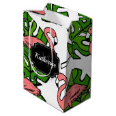 Cute Flamingo Pattern Mittlere Geschenktüte (Rückseite Schrägansicht)
