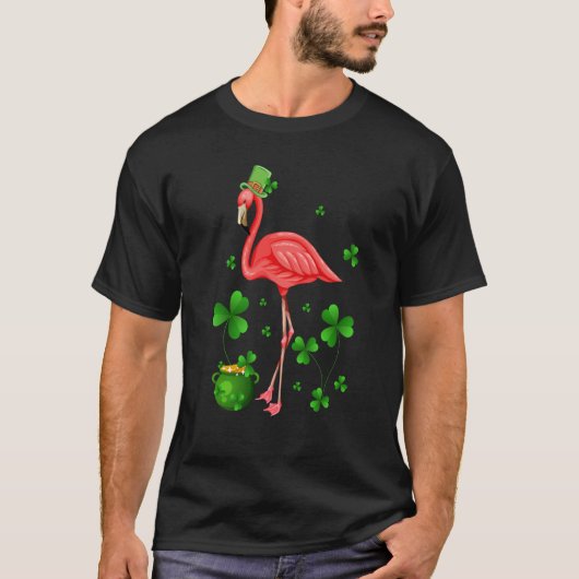 Cute Flamingo St Patrick's Day Leprechaun Hat Flam T-Shirt (Vorderseite)