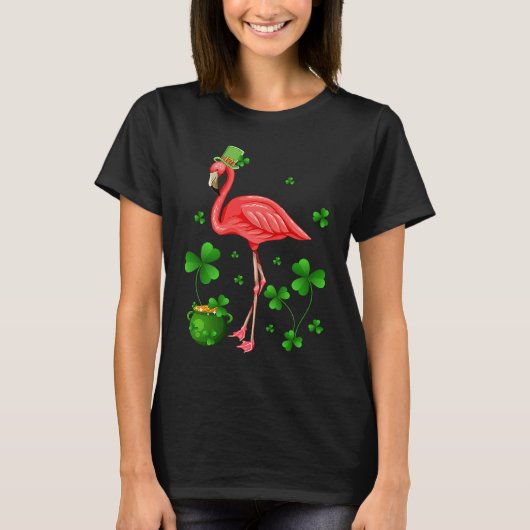 Cute Flamingo St Patrick's Day Leprechaun Hat Flam T-Shirt (Vorderseite)