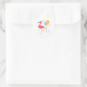 Cute Flamingo Summer Birthday Party  Runder Aufkleber (Tasche)